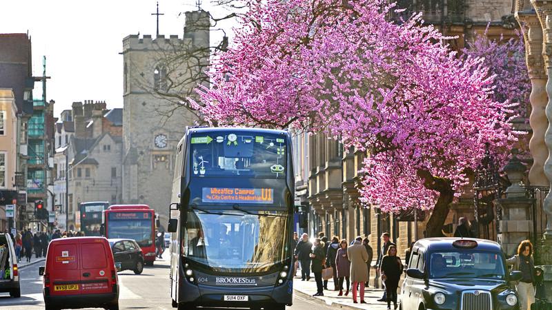 a bus travelling in Oxford